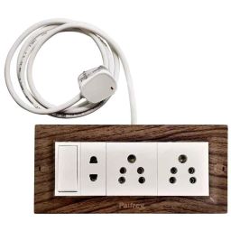 Palfrey 5A 2 Socket Wooden Texture Polycarbonate Extension Board with Two Pin Socket, Master Switch &a; 20m Wire, WD 6520 image 4