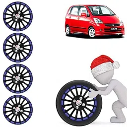 Auto Pearl 4 Pcs 13 inch ABS Black &a; Blue Press Fitting Wheel Cover Set for Maruti Suzuki Zen Estilo Type 2-picture-4