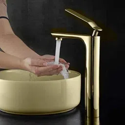 Aquieen Luxury Series Emerald Gold Extended Body Hot &a; Cold Basin Mixer Tap-picture-34