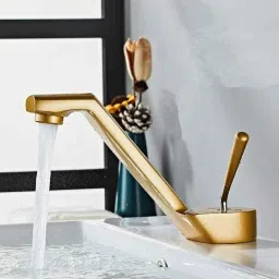 Bassino Brass Gold Single Lever Hot &a; Cold Basin Faucet Tap, BTT_2064-picture-39