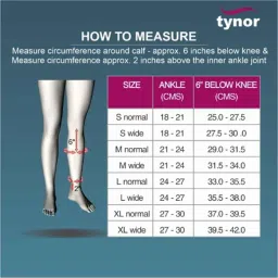 Tynor Compression Garment Leg Below Knee Closed Toe Support, I81AAI, Size: Small (Wide) image 4