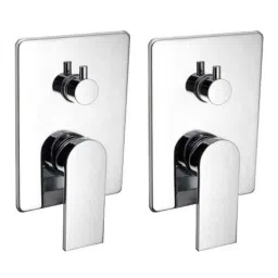 Drizzle 2 Pcs Brass Chrome Finish Silver 4 Way Single Lever Square Diverter Set, ASQUAR4DIVERT2-picture-3