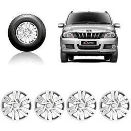 Auto Pearl 4 Pcs 15 inch Silver Car Wheel Cover Set for Mahindra Quanto-20