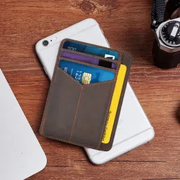 aboost Men & Women Casual, Formal, Evening/Party, Travel, Trendy Brown Genuine Leather RFID Card Holder-picture-0