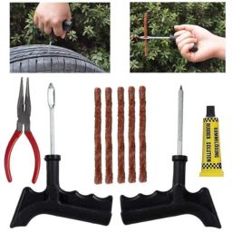AllExtreme EXTTPK5 Complete Tubeless Tyre Puncture Repair Kit with Tire Puncher Emergency Brown Seal Strips-19