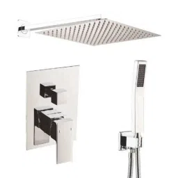 IRIS 12x12 inch Brass Overhead Shower with 18 inch Arm &a; Shower Mixer Set-image-14