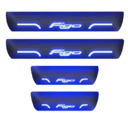 Car Accessories Hub 4 Pcs Acrylic Black Sill Scuff Plate Set with Blue LED for Ford Figo New Type-2-image-36
