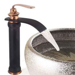 Aquieen Luxury Series Brass Rose Gold Black Extended Body Hot &a; Cold Mixer Basin Tap-image-16