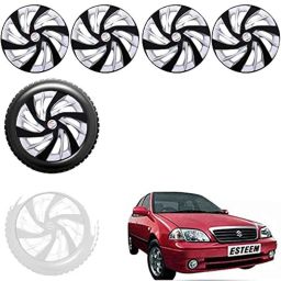 Auto Pearl 4 Pcs 13 inch Black &a; Silver ABS Press Type Hubcap Wheel Cover Set with Retention Ring for Maruti Suzuki Esteem-28