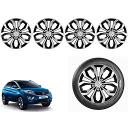 Auto Pearl 4 Pcs 16 inch Polypropylene Silver &a; Black Press Type Car Wheel Cover Set with Retention Ring for Tata Nexon 2017-2019, WC_16in_Pearl_DC_Nexon2017_19-picture-25