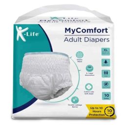 K-Life 10 Pcs 38-65 inch Cotton Pant Style Adult Diapers Set, Size: XL-18