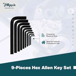 Hillgrove 9 Pcs Full Hex Allen Key, 2-in-1 Screwdriver &a; 8 inch Combinational Plier Combo, HGCM883 image 2
