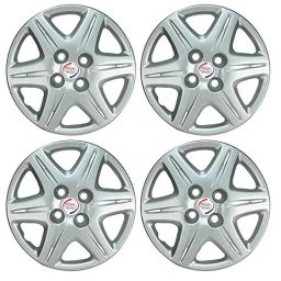 Auto Pearl 4 Pcs 14 inch Silver ABS Press Type Hubcap Wheel Cover Set with Retention Ring for All Cars WC18-32