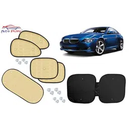 Auto Pearl 6 Pcs PVC &a; Mesh Beige Window, Front &a; Rear Sun Shade Set for BMW 6 Series-picture-26