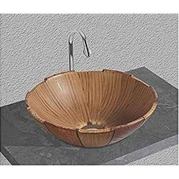 Uken (Pari-501) Imported Luxury European Style Designing Bathroom Sink/Wash Basin/Table Top (Pari-501) Brown-image-6