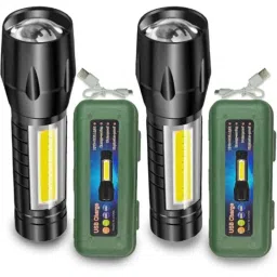 Pick Ur Needs 9W 12V Aluminum Alloy Multicolor 3 Modes Rechargeable LED Torch (Pack of 2)-picture-41