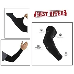 AOW Unisex Stretchable Fingerless Arm Protection Sleeves for Driving, Biking, Cycling (Black, Free Size) A-38-17