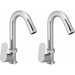 Senkiddpro Onyx Brass Chrome Finish Wall Mounted 360 deg Moving Swan Neck Sink Taps (Pack of 2)-image-58