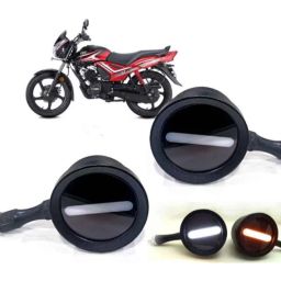 Auto Pearl 2 Pcs 12V Black Bike Front LED Indicator Light Set for TVS Star Sport Plus, F415-picture-16