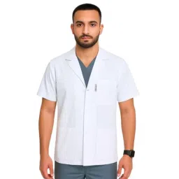 Uniformer Polyester &a; Cotton White Half Sleeves Lab Coat for Men, Size: XL-picture-17
