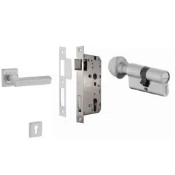 Dorset ML Series Nero 70mm Stainless Steel Silver Chrome Finish Door Handle Lock Set with Coin &a; Knob (Pack of 2)-picture-44