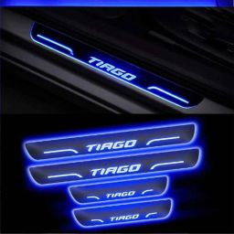 SureStrive 4 Pcs Acrylic Car Side Footstep Set with Blue LED Door Sill Scuff Plate for TATA Tiago EV All Model-image-29