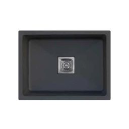 WaveBlack 21x18x8 inch Granite Sleek Black Single Bowl Kitchen Sink, WBGS-2118SB-image-1