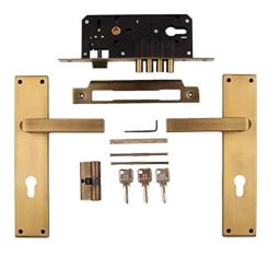 Voltizi ‎Stainless Steel ‎Antique Brass Finish Mortise Bedroom Door Lock Set with 4 Latches, Both Side Key Cylinder &a; Pull Handle, MG201-image-39