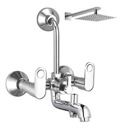 IRIS GEO3 Brass Wall Mixer with Overhead Shower System Set &a; 125mm Long Bend Pipe-image-57
