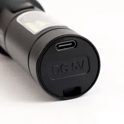 mz M033 (RECHARGEABLE LED METAL TORCH) Zoomable 80W, 6 Modes, 1200mAh Battery Torch image 3