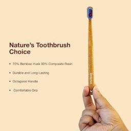 Dencrus Octa Clean Bamboo Brown Ultra Soft Bristles Toothbrush with Octagonal Handle, DENOCT1 image 2