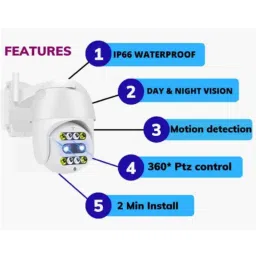 Power Pixel 5MP Dual Lens Wi-Fi PTZ Camera with Weather Proof, Coloured Day/Night Vision &a; Face Detection image 2