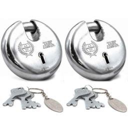 Harrison 90mm 8 Lever Mild Steel Bright Chrome Plated Finish Round Padlock with 3 Keys, JAMA-0022 (Pack of 2)-23