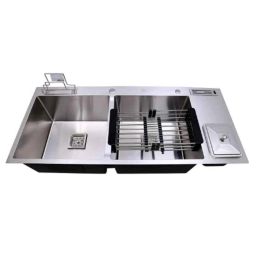 IRIS 45x20x10 inch Silver Satin Finish Double Bowl Kitchen Sink-image-71