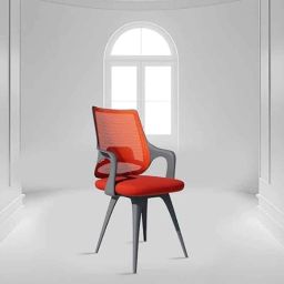 Rose Mono 56x56x97cm Mesh Grey &a; Orange High Back Visitor Chair-43