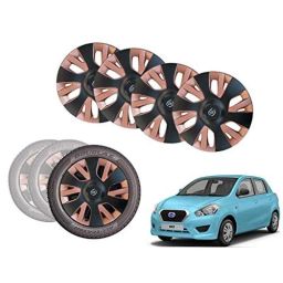 Auto Pearl 4 Pcs 13 inch Black &a; Copper ABS Press Type Hubcap Wheel Cover Set with Retention Ring for Datsun Go-image-84