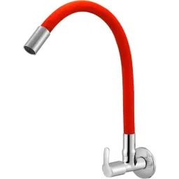 IRIS Q3 Brass Chrome Finish Red Flexible Sink Cock with Wall Flange-image-80