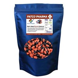 Patco Pharma 200-400mg Gelatine Black &a; Orange Empty Capsule for Size 2 Capsule (Pack of 500)-25