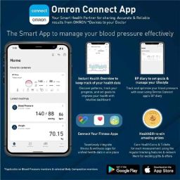 Omron HEM 7143T1A Digital Bluetooth Blood Pressure Monitor with Cuff Wrapping Guide &a; Intellisense Technology image 5