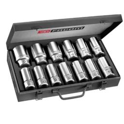Facom 12 Pcs 3/4 inch Deep Socket Set with 6 Point, K.405E-picture-37