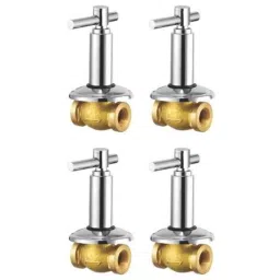 Drizzle Tarim 4 Pcs 15mm Brass Chrome Finish Silver Concealed Stop Cock Set, ACON15TARIM4-image-69