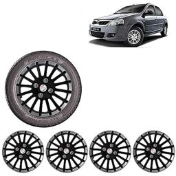 Auto Pearl 4 Pcs 14 inch ABS Black &a; Silver Wheel Cover Set for Mahindra Verito-13