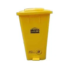 Aristo 65L 456x405x720mm HDPE Yellow Center Foot Pedal Dustbin with 2 Wheels-picture-45
