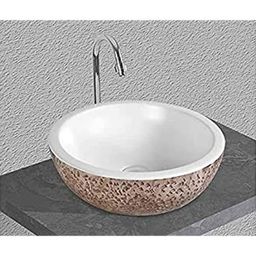 Uken (Star-651) Imported Luxury European Style Designing Bathroom Sink/Wash Basin/Table Top (Star-651) White,Brown-image-29