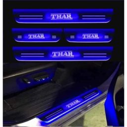 SureStrive 4 Pcs Acrylic Car Side Footstep Set with Blue LED Door Sill Scuff Plate for Mahindra Thar All Model-image-31