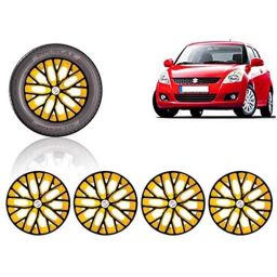 Auto Pearl 4 Pcs 14 inch ABS Black &a; Yellow Press Type Fitting Car Wheel Cover Set for Maruti Swift T 2-30