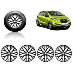 Auto Pearl 4 Pcs 13 inch ABS Black &a; Silver Press Type Fitting Car Wheel Cover Set for Datsun Redi Go-45