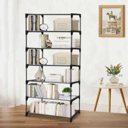 Glowsilk 7 Shelves Metal Rectangular Modern Bookshelf image 2