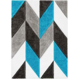 Carpetify 3x5ft Turquoise, Silver &a; Charcoal Modern Geometric 3D Textured Thick &a; Soft Shaggy Fur Rug Carpet, 0928Z2TPMLU-picture-18