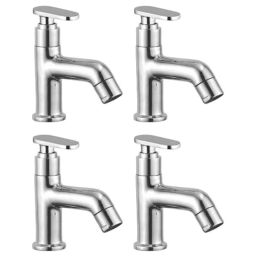 Drizzle Solo 1/2 inch Brass Chrome Finish Wash Basin Pillar Cock with Quarter Turn &a; Foam Flow (Pack of 4)-picture-29